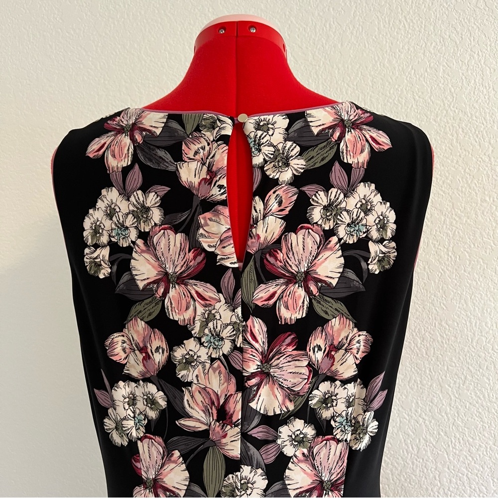 White House Black Market Floral Midi Dress - Black and Pink - Picture 7 of 13